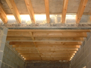 Interior views of construction work on the Ramsgill house
