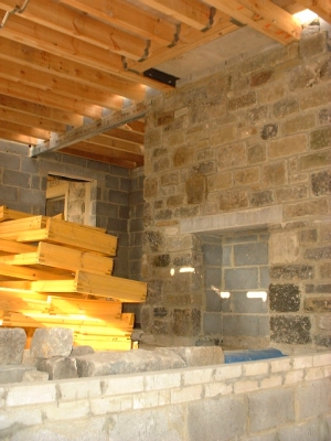 Interior views of construction work on the Ramsgill house