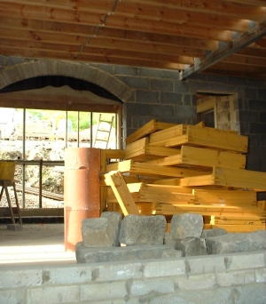 Interior views of construction work on the Ramsgill house
