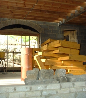 Interior views of construction work on the Ramsgill house